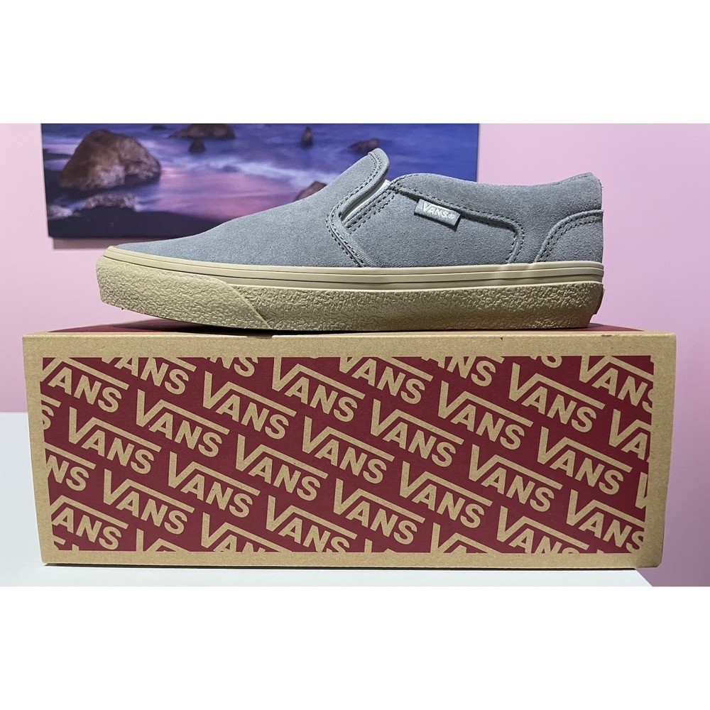 Vans Shoes Men's 8 Asher Crepe Frost Gray Slip On Sneakers Suede Casual